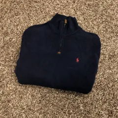 S ポロ ラルフローレン ネイビー ハーフジップアップ コットン ニット