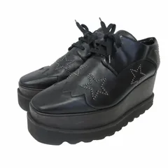 ステラマッカートニー STELLA McCARTNEY ELYSE エリス スター スタッズ レースアップスニーカー 542400 厚底 シャークソール 黒 ブラック 38 25cm IBO68