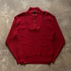 80年代 80s 90年代 90s Eddie Bauer エディーバウアー ヘンリーネック コットンニット 赤 レッド