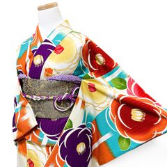 藤林徳扇 付け下げ 作家もの 銀通し 花模様 流水 縦縞 着物 102b d