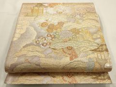 平和屋着物□超希少 内田陽一郎 太鼓柄袋帯 紬地 宝相華