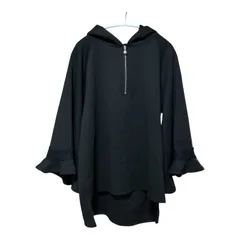 ZM1695 axes femme アクシーズファム フレアフリルスリーブハーフジッププルオーバーパーカー レディース Fサイズ