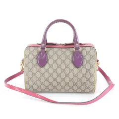 極美品 グッチ GG スプリーム 409529 レザー 2WAY ミニ ボストン ショルダーバッグ 斜め掛け ハンド トート レディース RUE DE16-10【中古】