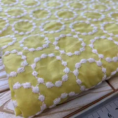 縦100cm×横95cm 刺繍生地 レモンイエロー NO,411