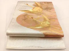 平和屋着物◎中国三大刺繍　相良刺繍　太鼓柄袋帯　駒刺繍　飛鶴流水文　金彩　正絹　逸品　BAAV7666yc