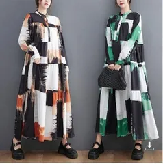 ロング　ワンピース　大きいサイズ グリーン　レディース 秋冬　春 新品 長袖