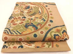 平和屋着物◎六通柄　本袋帯　唐織　鳳凰花丸文　金糸　正絹　逸品　BAAV7678yc