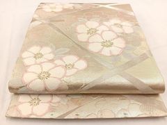 K中古美品 袋帯 夏物 絽地 花模様 銀糸 白系□N80519-19 - メルカリ