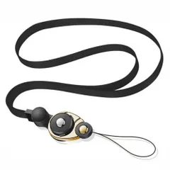 [サムコス] ネックストラップ 首掛け スマホストラップ 吊下げひも ショルダーストラップ 忘れ物防止 携帯ストラップ 脱着式 ブラック (こどうしょく)