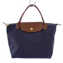 ロンシャン LONGCHAMP 舟形 ハンドバッグ ナイロン レザー ネイビー /BM