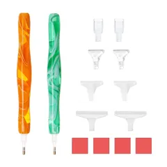 ダイヤモンドペインティングペン 2本セット 樹脂 ダイヤモンド塗装工具 ダイヤモンドペインティングツール 多機能 DIY 刺繍ダイヤモンドドリルペン アクセサリーツール