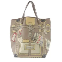 バーバラリール BARBARA RIHL PVC プリントトートバッグ ハンドバッグ 茶色