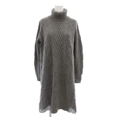 キャラオクルス CARA O CRUZ ニットワンピース ケーブル ひざ丈 タートルネック 9 グレー /NL