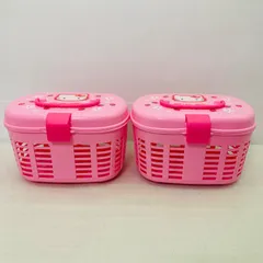【未使用品】【２点セット】ハローキティ かご バスケット ケース 入れ物 KFC 平成レトロ いちご ピンク 1999年製 SANRIO ケンタッキーフライドチキン Hellokitty サンリオ