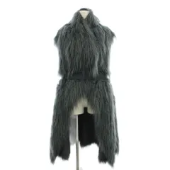 ディーゼル DIESEL L-SOILI OVERCOAT ノースリーブ ロング ベスト コート XS ネイビー 紺色 グレー ファー シャギー RN 93243  CA 25594 /AJのサムネイル