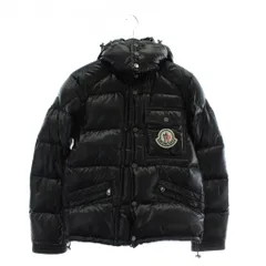 モンクレール MONCLER K2 DOWN JACKET ダウンジャケット アウター ナイロン フード ロゴ ワッペン 0 S 黒 ブラック 41303/50/68950 /XZ ■GY12
