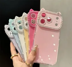 6色からお選び　スマホケース かわいい　ネコ柄　iPhone17可愛い 落下防止 iPhone12　iPhone13 iPhone14 iPhone15　 iPhone16　キラキラ
