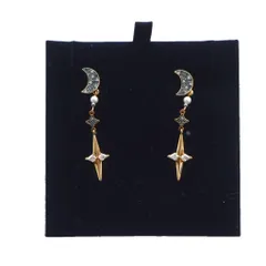 スワロフスキー SWAROVSKI シンボリック ピアス アクセサリー 両耳用 ロング 星 月 ゴールド色 ■GY11 /MQ