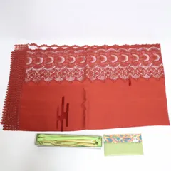和装向け ショール フォーマル 礼装 ビロード調 レース 赤 帯締め 小物 セット 着物用 約145×72cm 中古