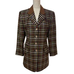 DAKS ダックス ジャケット ウール チェック柄 ブラウン系 テーラード レディース 英国製 裏地付き 秋冬