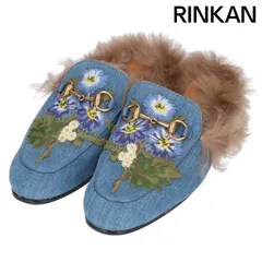 グッチ プリンスタウン フラワー刺繍ホースビットデニムサンダル