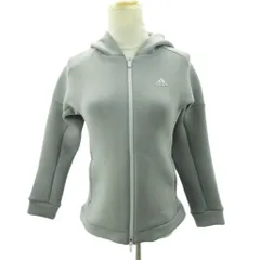アディダス adidas 美品 近年 ジップパーカー ダンボールニット ゴルフウェア ロゴ グレー ネイビー M