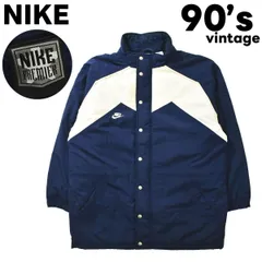 【希少】 90s ナイキ プレミア NIKE PREMIER 裏キルティング ナイロンジャケット コート M 紺x白