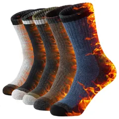 [HORADON] 靴下 メンズ 冬 厚手 防寒 あったか靴下 【極暖ウール裏パイル・温もりが足裏から全身に広がる・雲の上を歩くような柔らかさと快適さ】 暖かい ソックス 保温 防寒 吸汗 抗菌消臭 伸縮性 耐久性 温かい 男女兼用 5足セット 24-28㎝