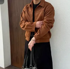 スウェードブルゾン ジャケット ブラウン L