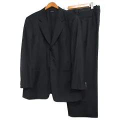 ジョルジオアルマーニ GIORGIO ARMANI 最高級 シングル スーツ セットアップ 段返り3B ウール 総裏 ビジネス フォーマル イタリア製 黒 ブラック 大きいサイズ 56 ■MNK2