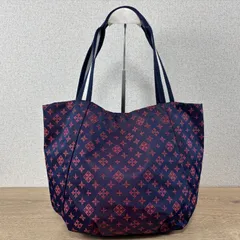 Daily russet デイリーラシット トートバッグ ナイロン 総柄 モノグラム ロゴプリント ネイビー レッド 肩掛け ハンドバッグ 軽量 大容量 レディース