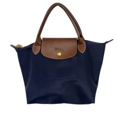 ロンシャン LONGCHAMP ハンドバッグ ポリエステル ロゴ 無地 紺 ネイビー