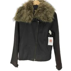 ギャップ Gap 00S OLD 1969 革パッチタグ 襟ファー付き 羊革 ラムレザー ハイネック シングル ライダース ジャケット ダブルジップ 短丈 Y2K レディース  S/P