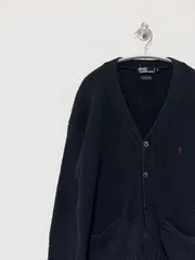 【Polo RALPH LAUREN】90s コットンニットカーディガン L ポロラルフローレン 茄子紺 ヴィンテージ 古着