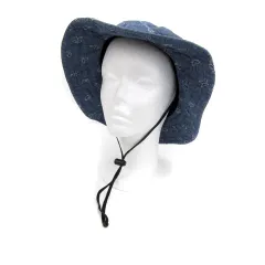 コロンビア Columbia アウトドア サファリハット ペイズリー柄 シャンブレー ロゴ刺繍 S/M 青 ブルー /SY48のサムネイル