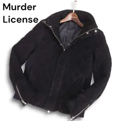 MURDER LICENSE マーダーライセンス 秋冬 やぎ革★ ゴート レザー 中綿 キルティング ジャケット ブルゾン Sz.44　メンズ 黒のサムネイル