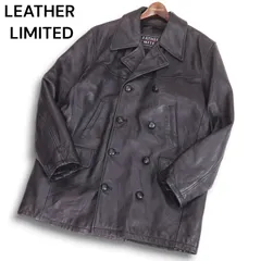LEATHER LIMITED レザーリミテッド 秋冬 本革★ リアル レザー Pコート ピーコート Sz.L位　メンズ 黒