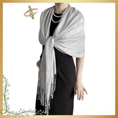 [enliven] ストール ラメ ショール 結婚式 お呼ばれ パーティー 大判 レディース (シルバー) 1