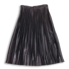 【美品】23区 通年 ストレッチ★ サテン プリーツ レザーライク ロング スカート Sz.44 レディース 大きいサイズ 日本製