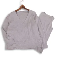 24AW★ Mila Owen ミラオーウェン アメスリ タンク ＆ 深Vネック ニット セーター セットアップ Sz.0 レディース 灰 グレー