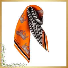 [Torata] 大判 きれいめ シルク調 スカーフ,レディス スカーフ バンダナ プレゼント, 70×70cm, 大判バンダナ, レディース (ビビッドオレンジ チェック) 0