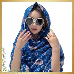 [LeafIn] ストール レディース スカーフ 大判 マフラー 春 夏 薄い 日焼け対策 海 ビーチ 冷房対策 薄手 エキゾチック パレオ uv おしゃれ 日除け ショール 夏用ストール 夏用大判スカーフ 0611 (ロイヤルブルー) 0