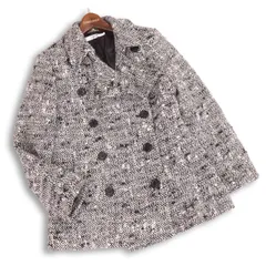 23区 秋冬★ アンゴラ混 ウール ツイード Pコート ピーコート Sz.44 レディース 大きいサイズ