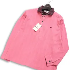 【新品 未使用】 McGREGOR マクレガー レイヤード風★ チェック ストライプ 長袖 ポロシャツ ヘンリーネック Sz.M メンズ