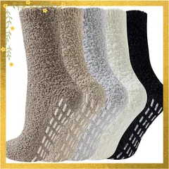 [Wamicu] 靴下 レディース ルームソックス 滑り止め 5足セット | モコモコ 厚手 あったか 暖かい 冷え対策 | 室内用 睡眠 くつ下 秋冬 可愛い 22-25cm