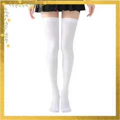 [ARSZHORSVS] ニーハイソックス 黒 白 着圧 夏 120デニール 70cmロング ハイソックス 無地 柔らか・通気性・耐久性 美脚 靴下 ソックス 通学通勤 (白) 1