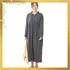 [ニッセン] マタニティルームウェア・パジャマ 【産前・産後 授乳服】 綿混スムース ギャザー切替え前開きマタニティネグリジェ チャコールグレー杢 マタニティM 0