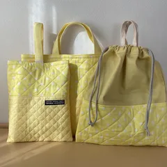 入園入学準備3点セット　レッスンバッグ　シューズケース　お着替え袋　ハンドメイド　キルティング　星柄