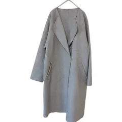 z1626 【美品】BOSCH　ボッシュ　ウールリバーコート　ロング　グレー　レディース　38サイズ　チェスター　ノーカラー　オシャレ　上品