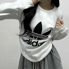 アディダス BIGトレフォイル ホワイト ラブリーヒップ スウェットシャツ(90)